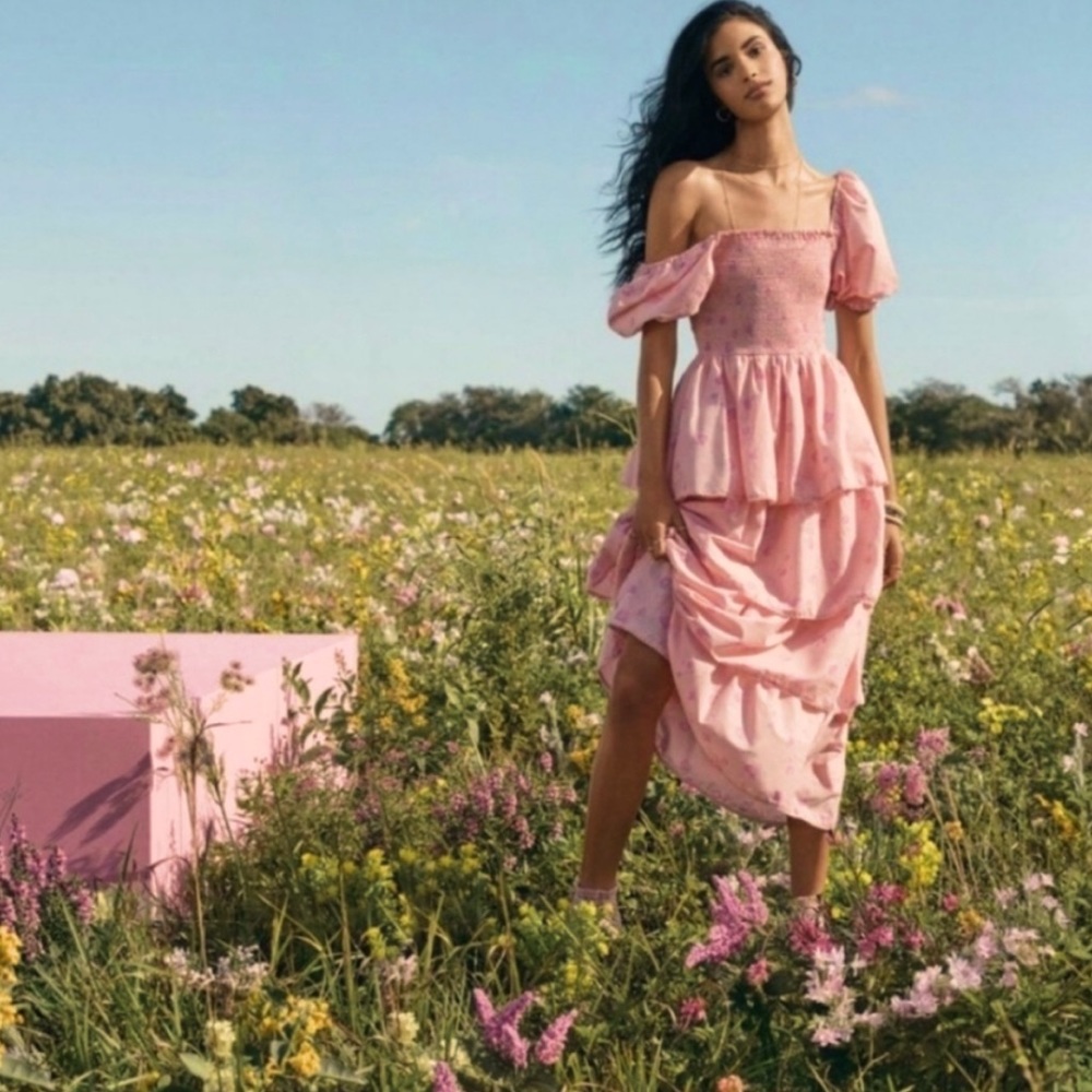 NWT LoveShackFancy x Target Simone Tiered Ruffle Puff Sleeve Maxi Dress